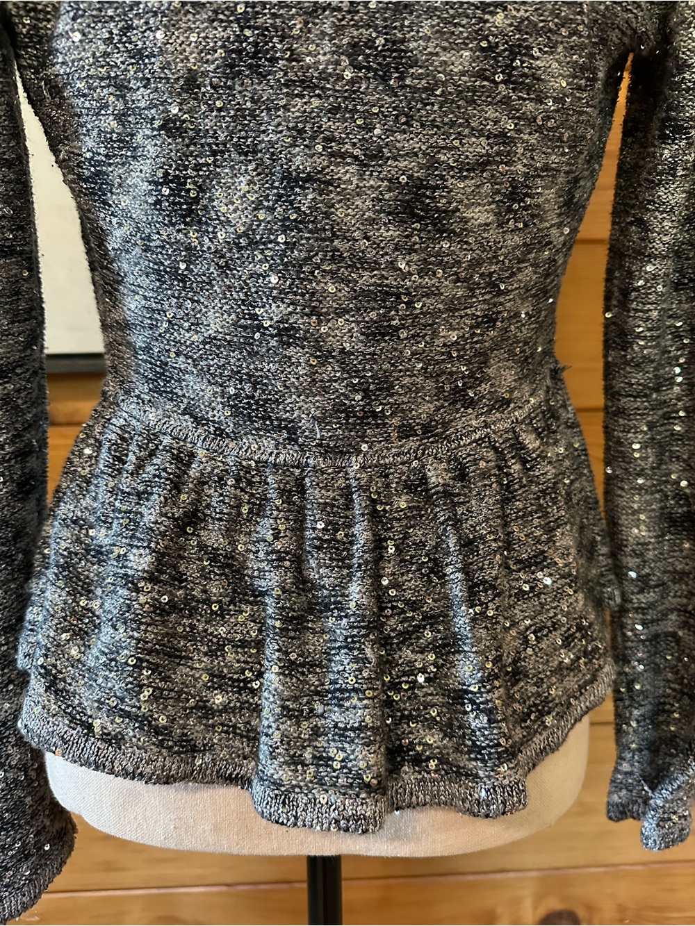 INC Sequin Cardigan with Ruffle - Picture 5 of 6